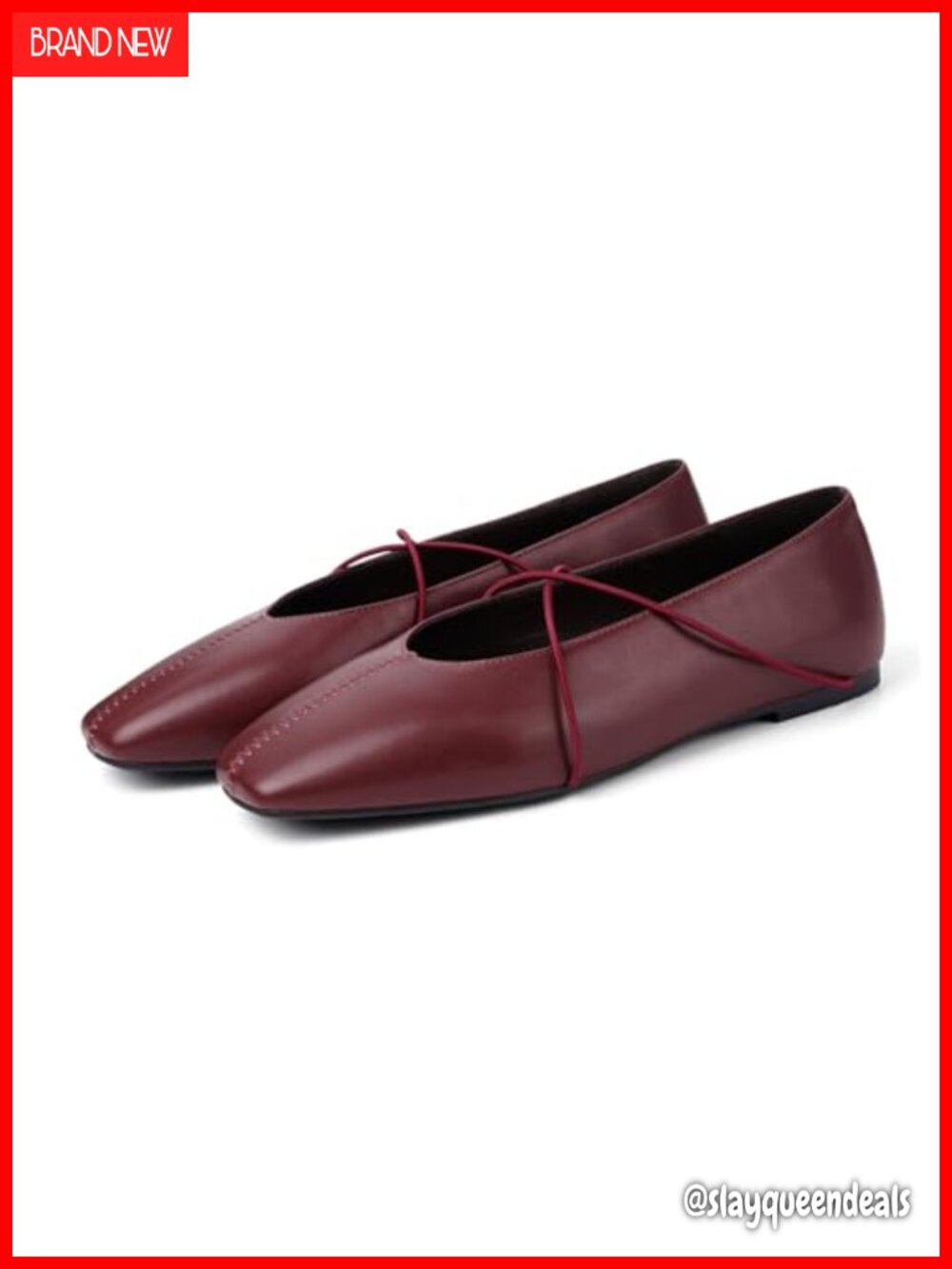 Square Toe Ballet Flats with Crisscross Strap Memory Foam Insole